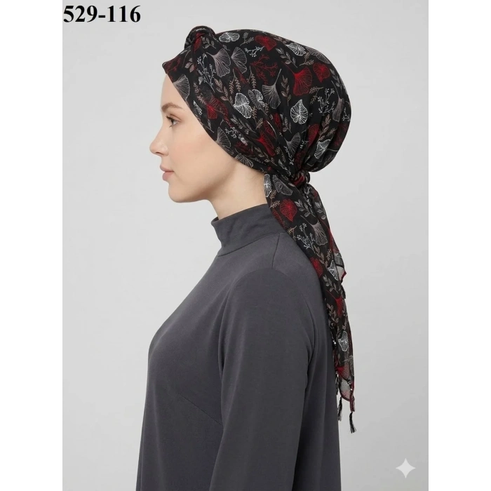 Dolce Life Desenli Sökme Boncuklu Eşarp 529-116