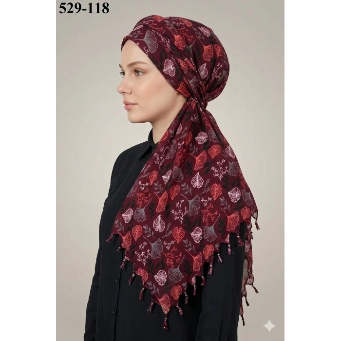 Dolce Life Desenli Sökme Boncuklu Eşarp 529-118