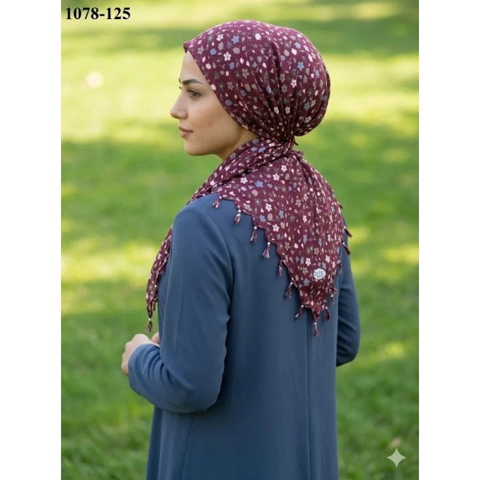 Eyfel Desenli Sökme Boncuklu Eşarp 1078-125