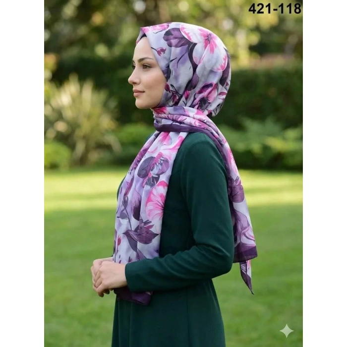 Eylül İpek Çiçek Desen Soft Şal 421-118