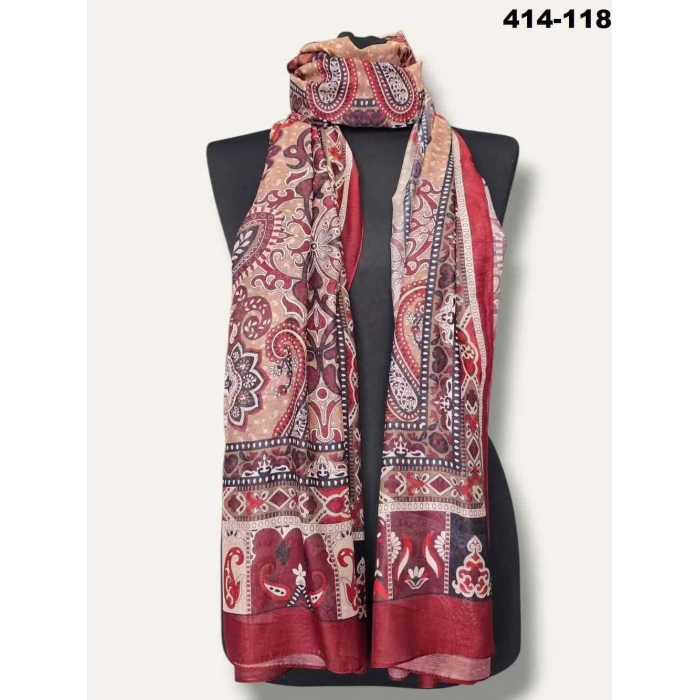Eylül İpek Etnik Desen Soft Şal 414-118