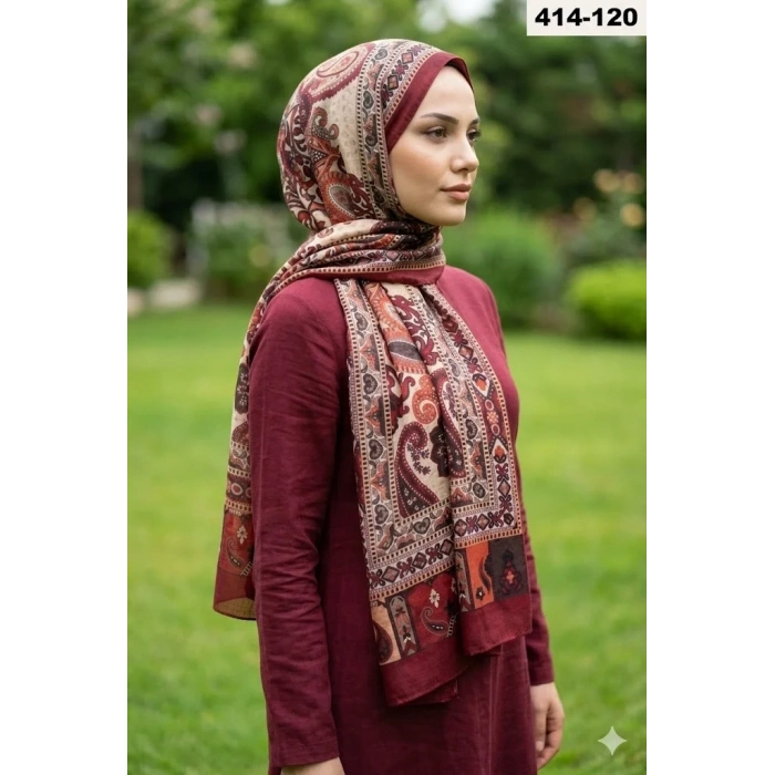Eylül İpek Etnik Desen Soft Şal 414-120