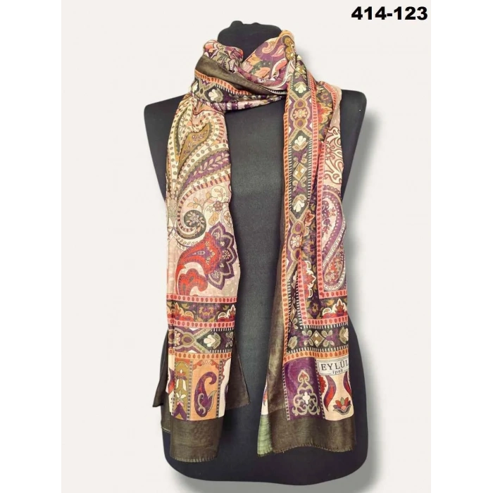 Eylül İpek Etnik Desen Soft Şal 414-123