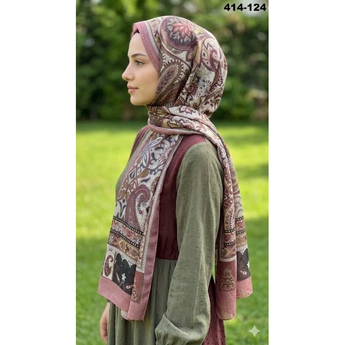 Eylül İpek Etnik Desen Soft Şal 414-124
