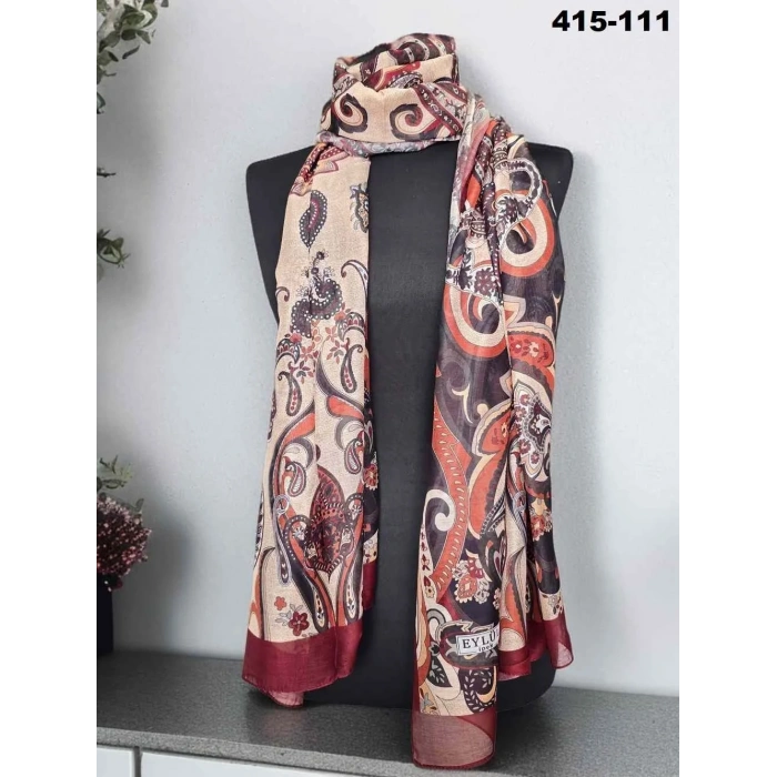 Eylül İpek Etnik Desen Soft Şal 415-111