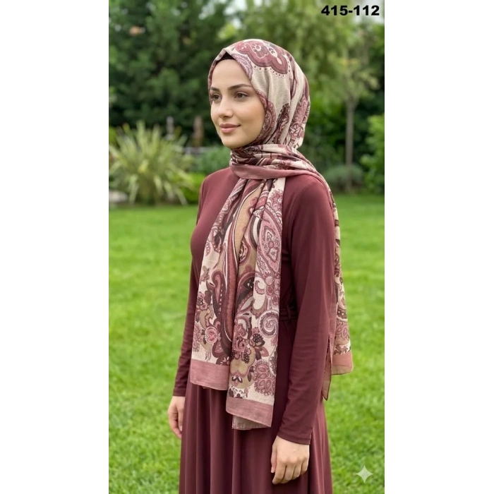 Eylül İpek Etnik Desen Soft Şal 415-112