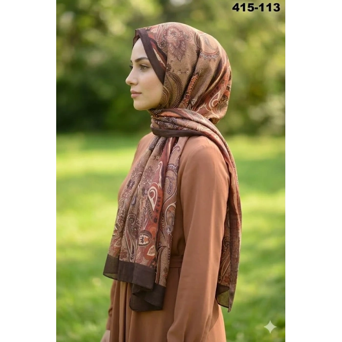 Eylül İpek Etnik Desen Soft Şal 415-113