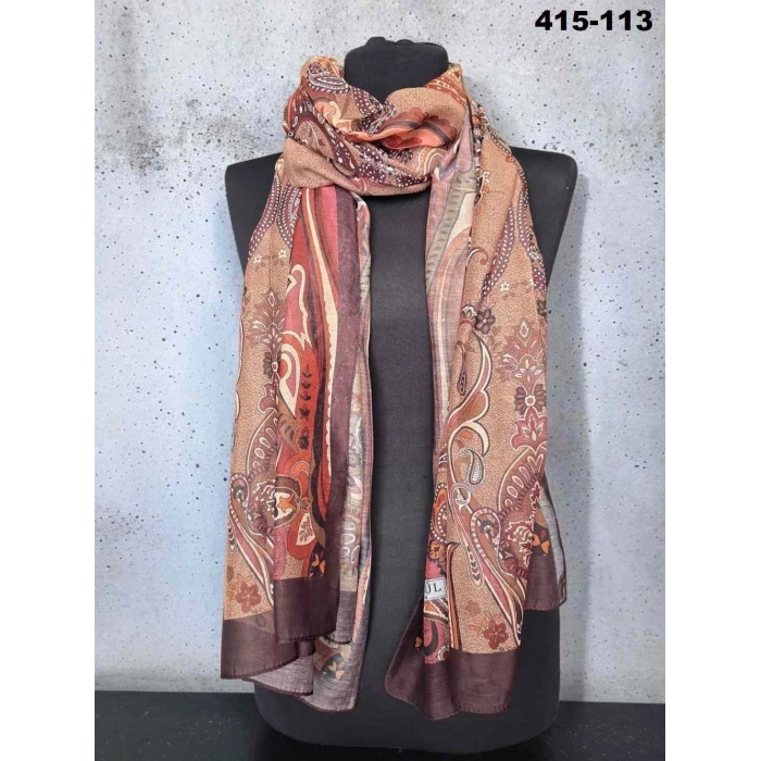 Eylül İpek Etnik Desen Soft Şal 415-113