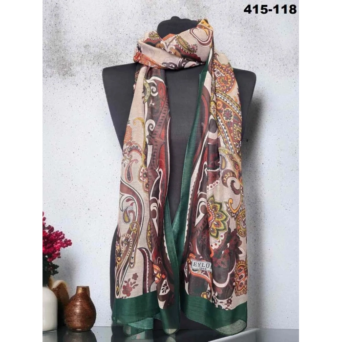 Eylül İpek Etnik Desen Soft Şal 415-118