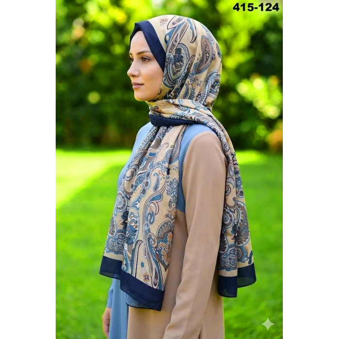 Eylül İpek Etnik Desen Soft Şal 415-124