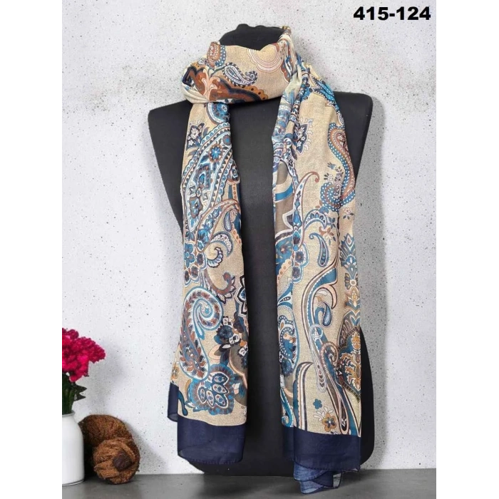 Eylül İpek Etnik Desen Soft Şal 415-124
