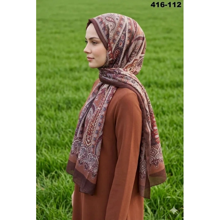Eylül İpek Etnik Desen Soft Şal 416-112