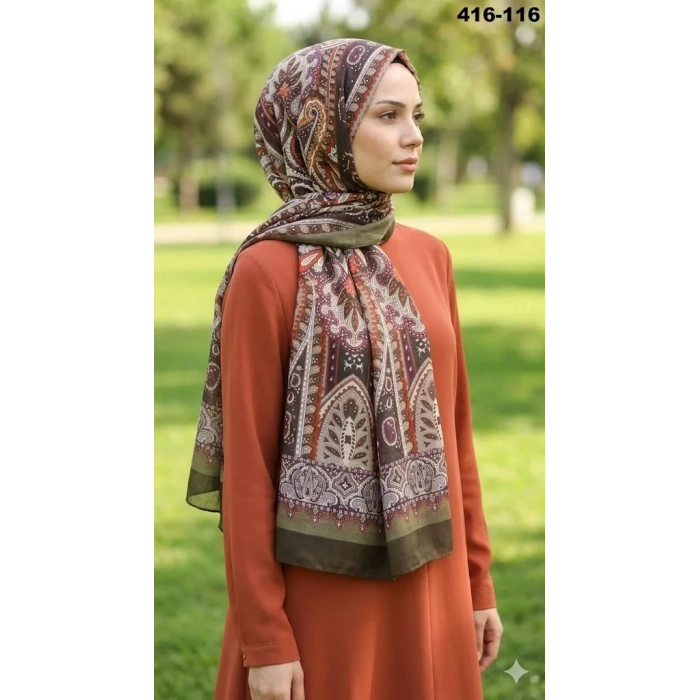 Eylül İpek Etnik Desen Soft Şal 416-116