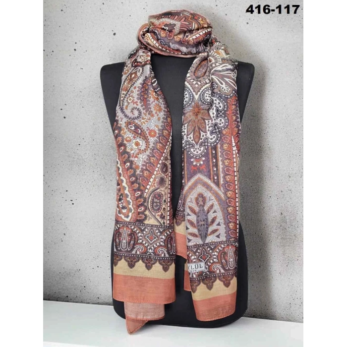Eylül İpek Etnik Desen Soft Şal 416-117