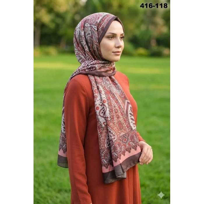 Eylül İpek Etnik Desen Soft Şal 416-118
