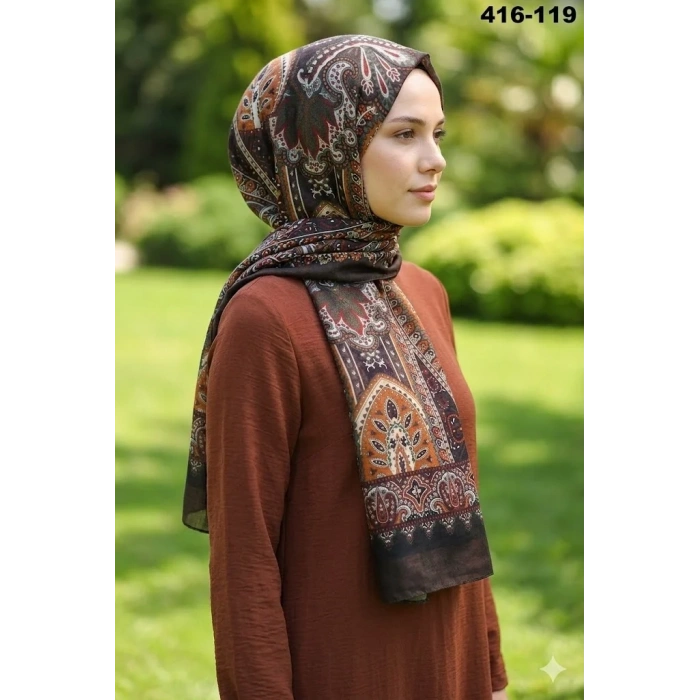 Eylül İpek Etnik Desen Soft Şal 416-119
