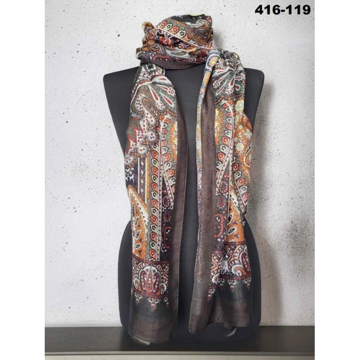 Eylül İpek Etnik Desen Soft Şal 416-119