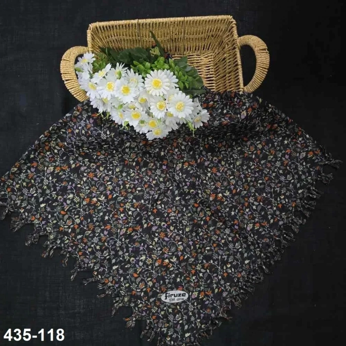 Firuze Desenli Sökme Boncuklu Eşarp 435-118