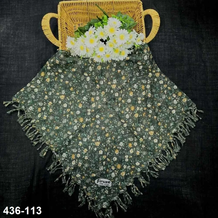 Firuze Desenli Sökme Boncuklu Eşarp 436-113