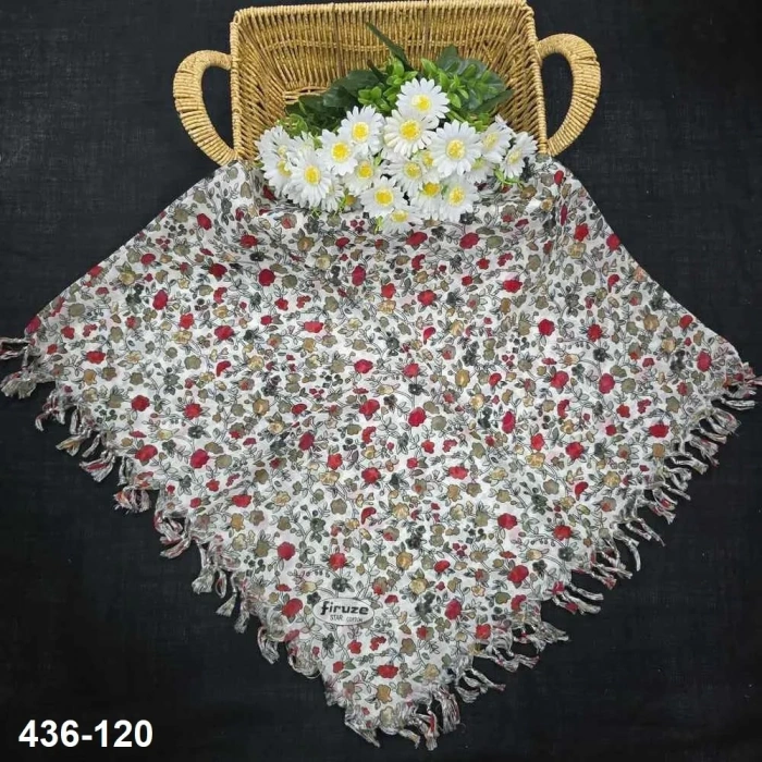 Firuze Desenli Sökme Boncuklu Eşarp 436-120