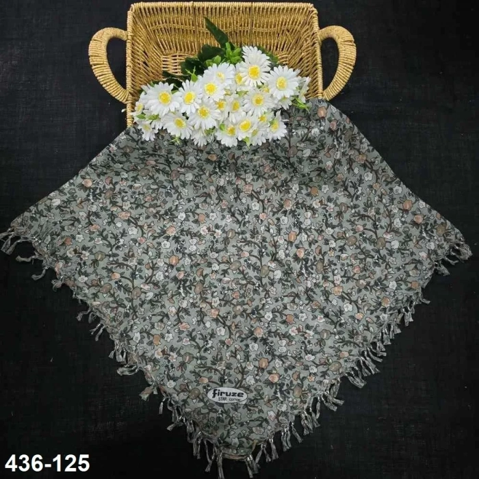 Firuze Desenli Sökme Boncuklu Eşarp 436-125