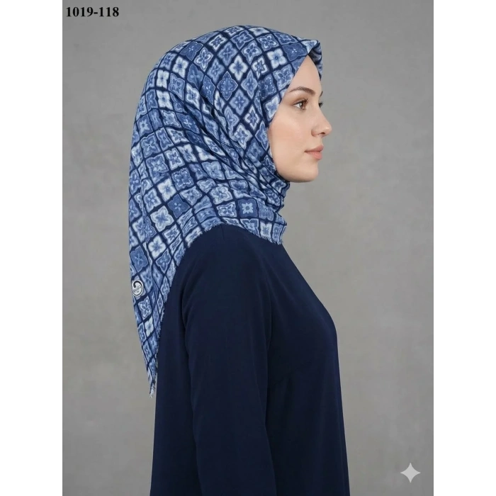 Huzurlu İpek Desenli Flamlı Pamuk Eşarp 1019-118