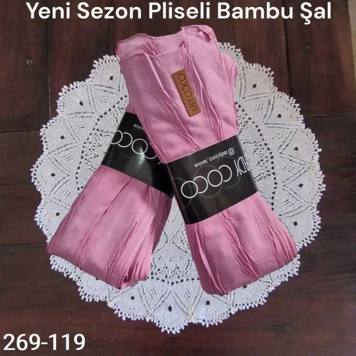 Lady Coco Pliseli Bambu Şal 269-119 (gül pembe)