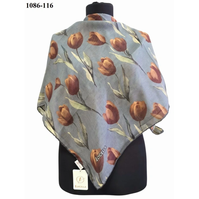 Locella Soft Pamuk Eşarp (Gri-Kahve) 1086-116