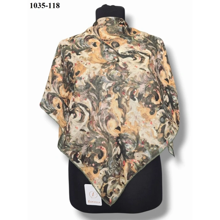 Locella Soft Pamuk Eşarp (haki-sarı) 1035-118