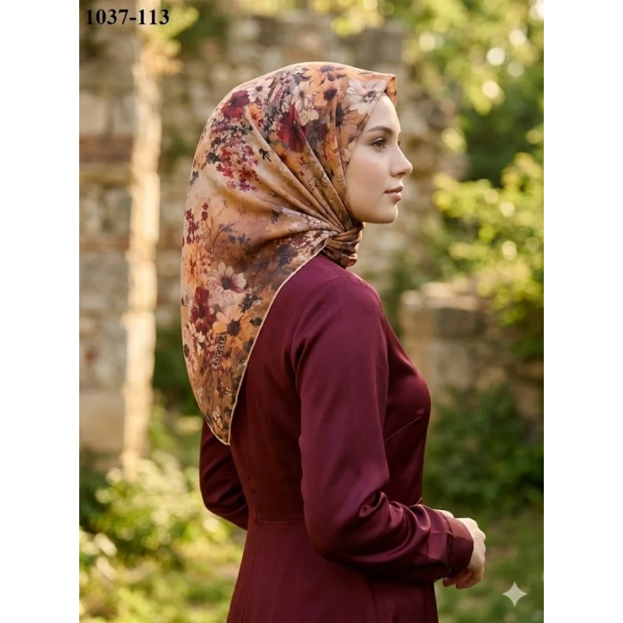 Locella Soft Pamuk Eşarp (Hardal-Kırmızı) 1037-113