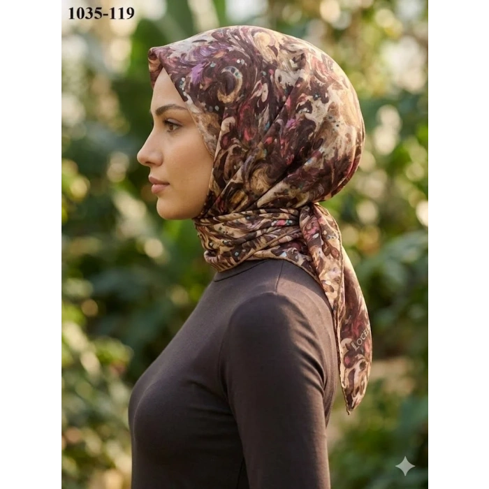 Locella Soft Pamuk Eşarp (kahve-sarı) 1035-119