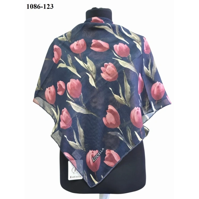 Locella Soft Pamuk Eşarp (Lacivert-Gül Kurusu) 1086-123