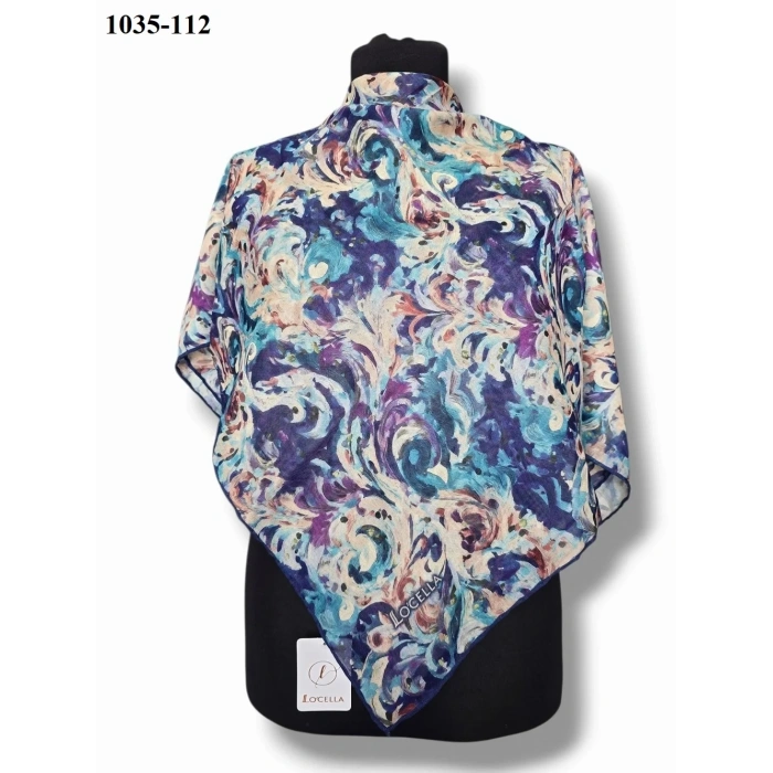 Locella Soft Pamuk Eşarp (lacivert-mint) 1035-112