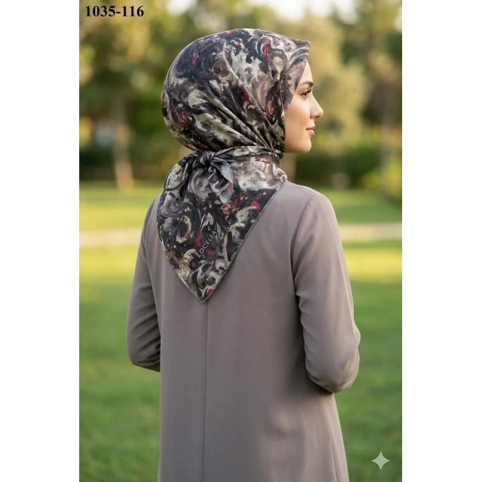Locella Soft Pamuk Eşarp (siyah-haki) 1035-116