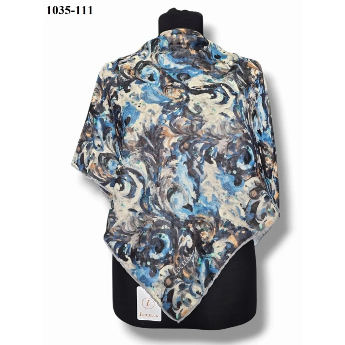 Locella Soft Pamuk Eşarp (Siyah - Mavi) 1035-111