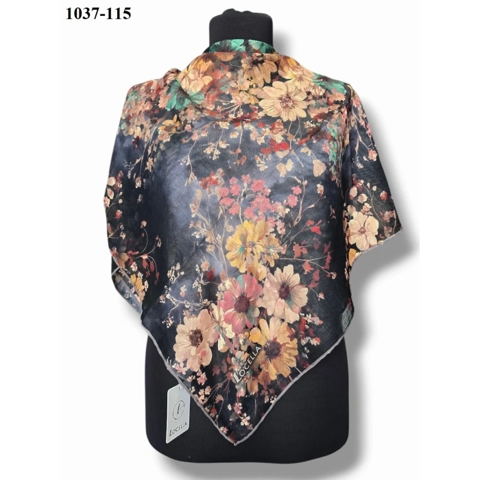 Locella Soft Pamuk Eşarp (Siyah-Yeşil) 1037-115