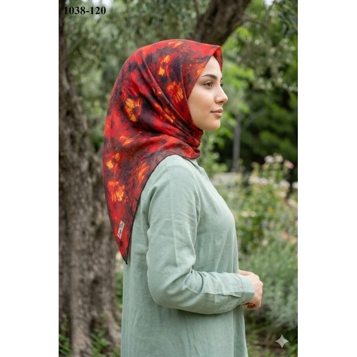 Lopres Soft Pamuk Eşarp (Siyah-Kırmızı) 1038-120
