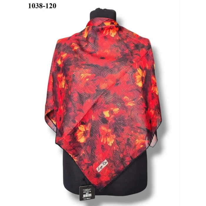 Lopres Soft Pamuk Eşarp (Siyah-Kırmızı) 1038-120