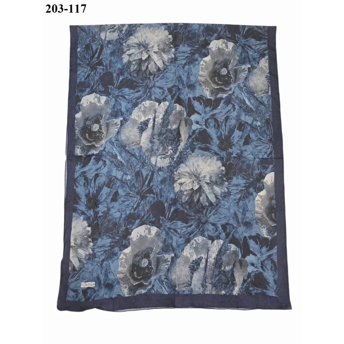 Moon Scarf Bambu Kraş Pamuk Şal (Lacivert) 203-117