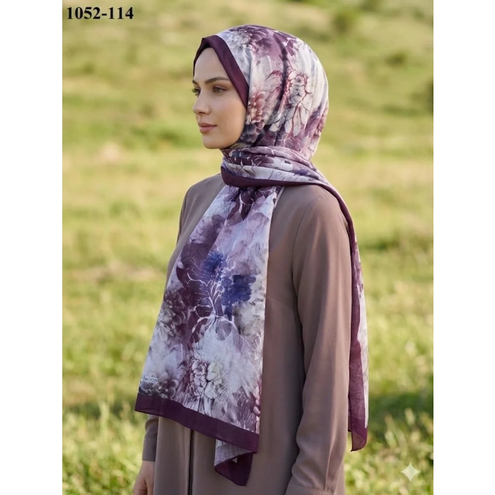 Moon Scarf Bambu Kraş Pamuk Şal (Mürdüm) 1052-114