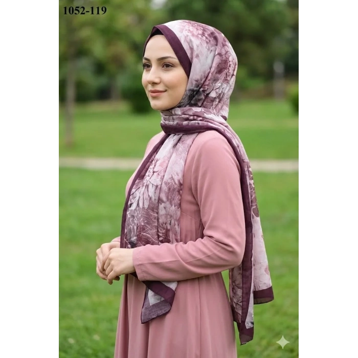 Moon Scarf Bambu Kraş Pamuk Şal (Mürdüm) 1052-119