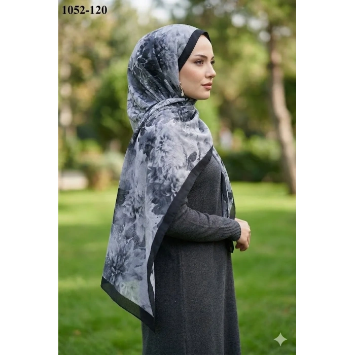 Moon Scarf Bambu Kraş Pamuk Şal (Siyah) 1052-120