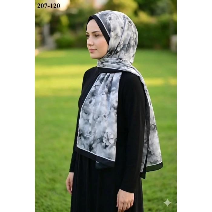 Moon Scarf Bambu Kraş Pamuk Şal (Siyah) 207-120