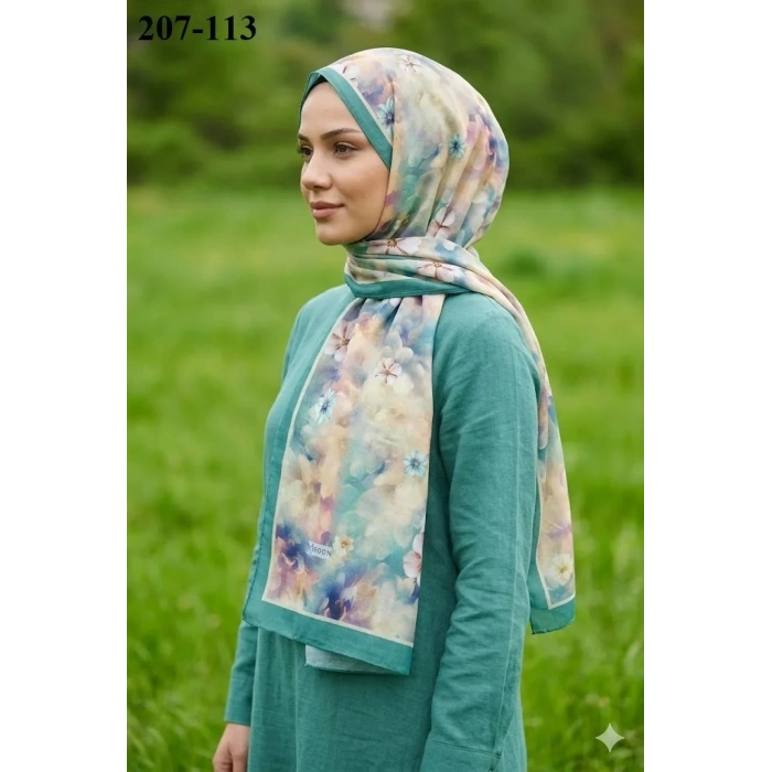 Moon Scarf Bambu Kraş Pamuk Şal (Yeşil) 207-113