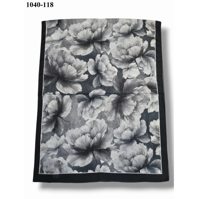 Moon Scarf Soft Pamuk Şal (Siyah-Gri) 1040-118