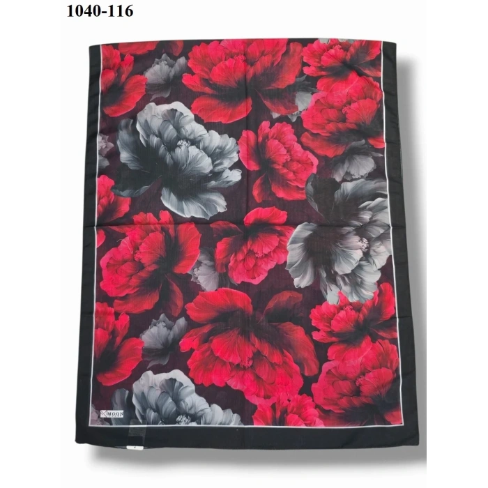 Moon Scarf Soft Pamuk Şal (Siyah-Kırmızı) 1040-116