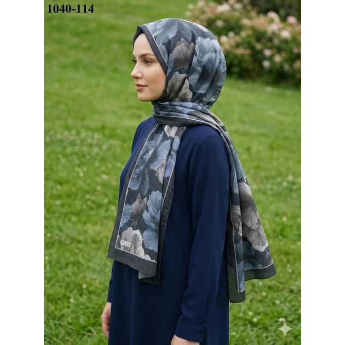 Moon Scarf Soft Pamuk Şal (Siyah-Petrol) 1040-114