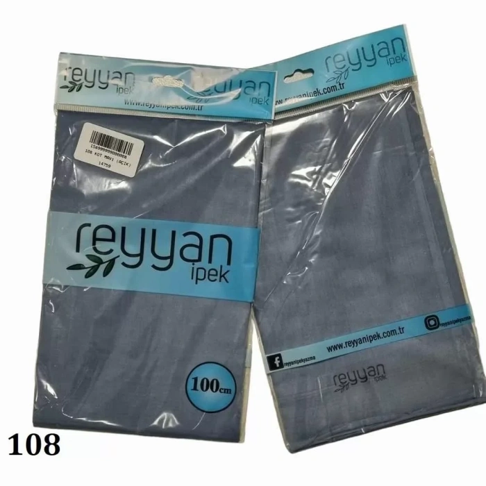 Reyyan İpek Düz Renk Oyalık Yazma 108 (Kot Mavi Açık)