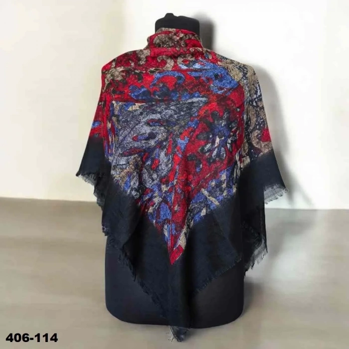 Soft İpek Desenli Flamlı Kotton Eşarp 406-114