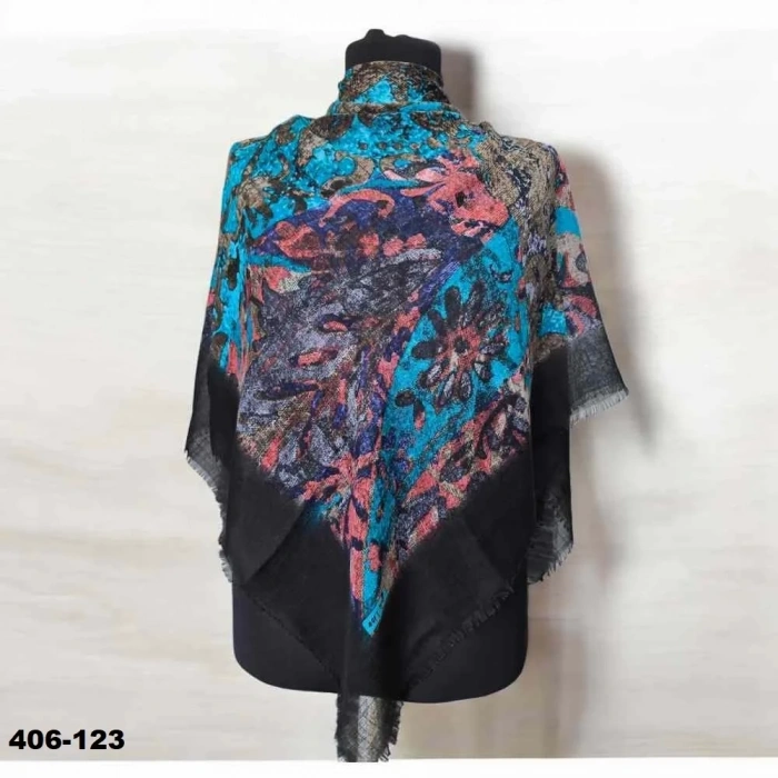 Soft İpek Desenli Flamlı Kotton Eşarp 406-123